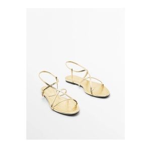 Massimo Dutti Flat Gold Strappy Minimalist Sandals